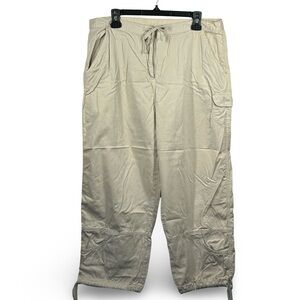 J.‎ Jill Crop Cargo Pants Size 14 Utility Minimalist Neutral Lightweight Cotton